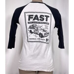 FASTHOUSE Cycle World Wide White/Black Raglan 3/4 Sleeve T-Shirt Women's MEDIUM